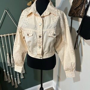 Vintage Cache Cropped Ivory Studded Jacket Made in USA (see sizing)